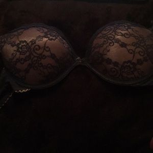 Lacy pink and blue bra